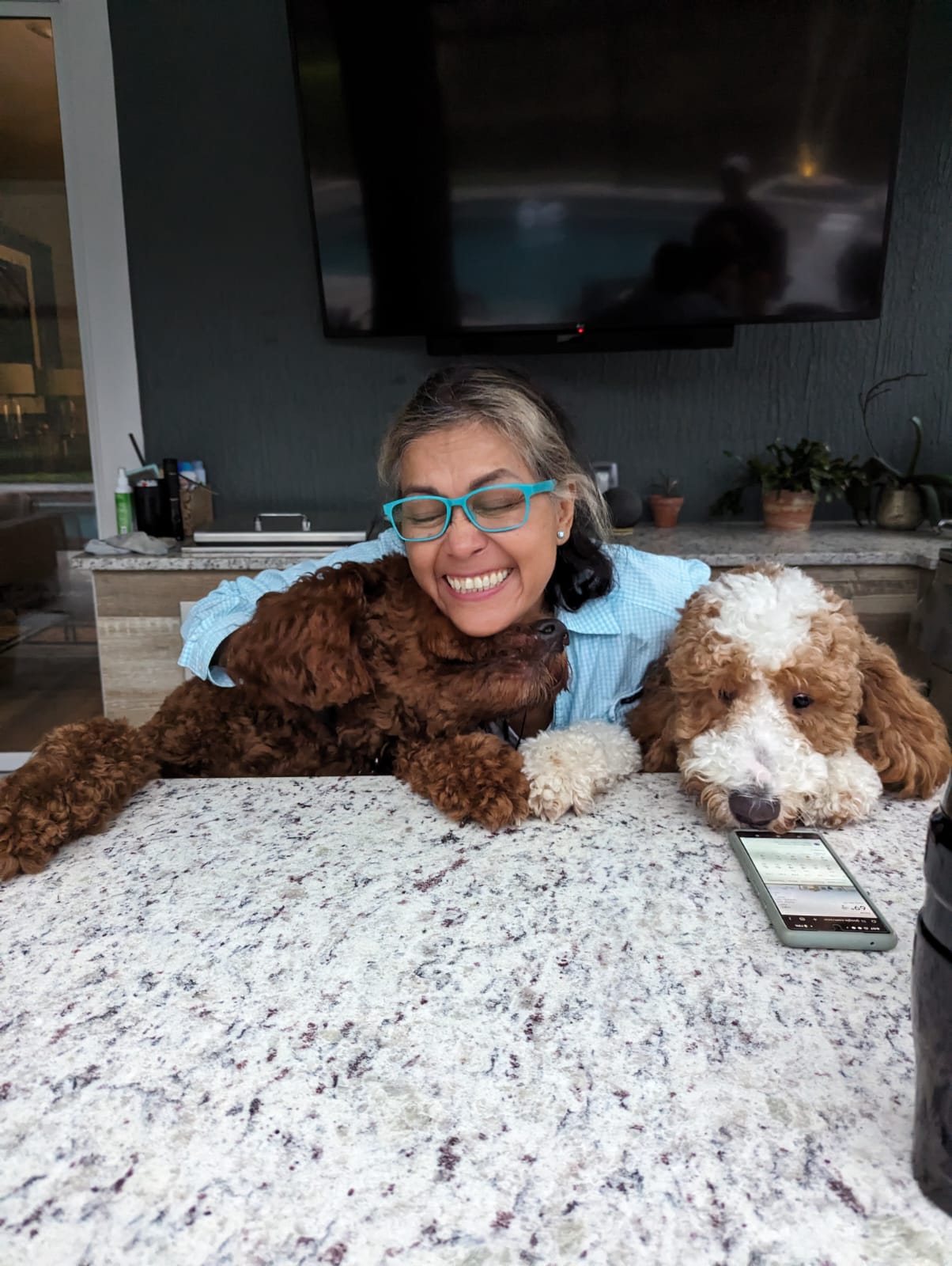 Glenda with her furry friends